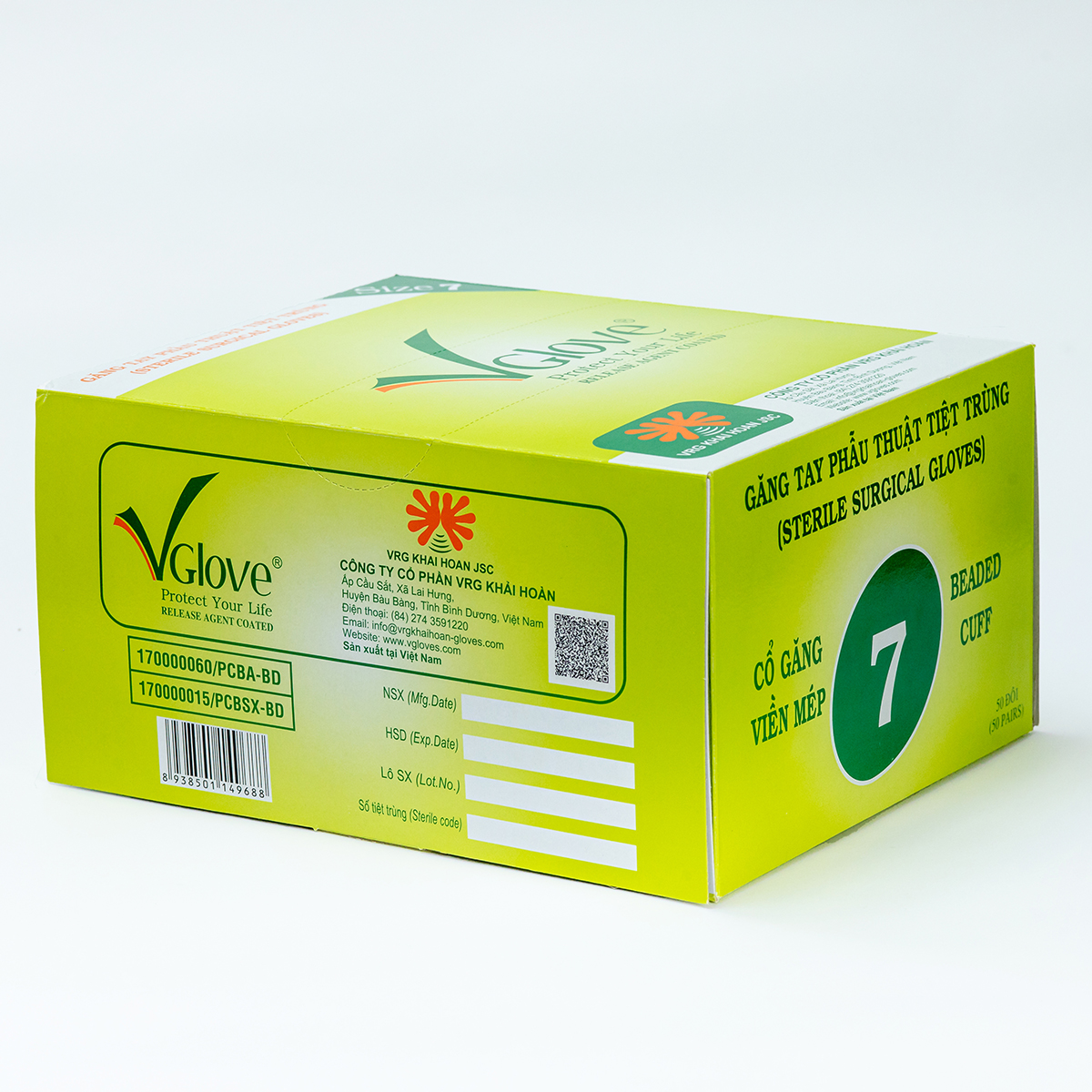Găng tay tiệt trùng size 6.5; 7; 7.5
