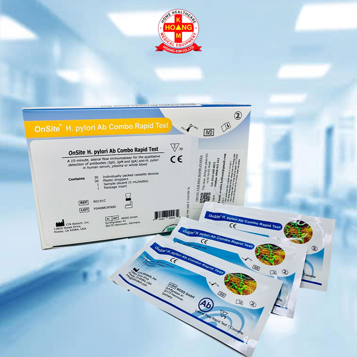 Test nhanh Viêm loét dạ dày OnSite H.Pylori Ab Combo Rapid Test - CTK Hộp 30test