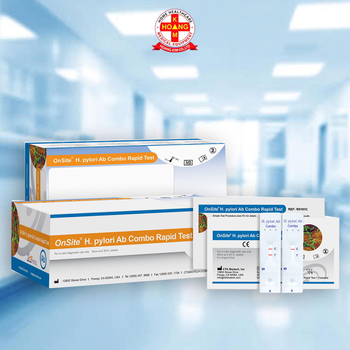 Test nhanh Viêm loét dạ dày OnSite H.Pylori Ab Combo Rapid Test - CTK Hộp 30test