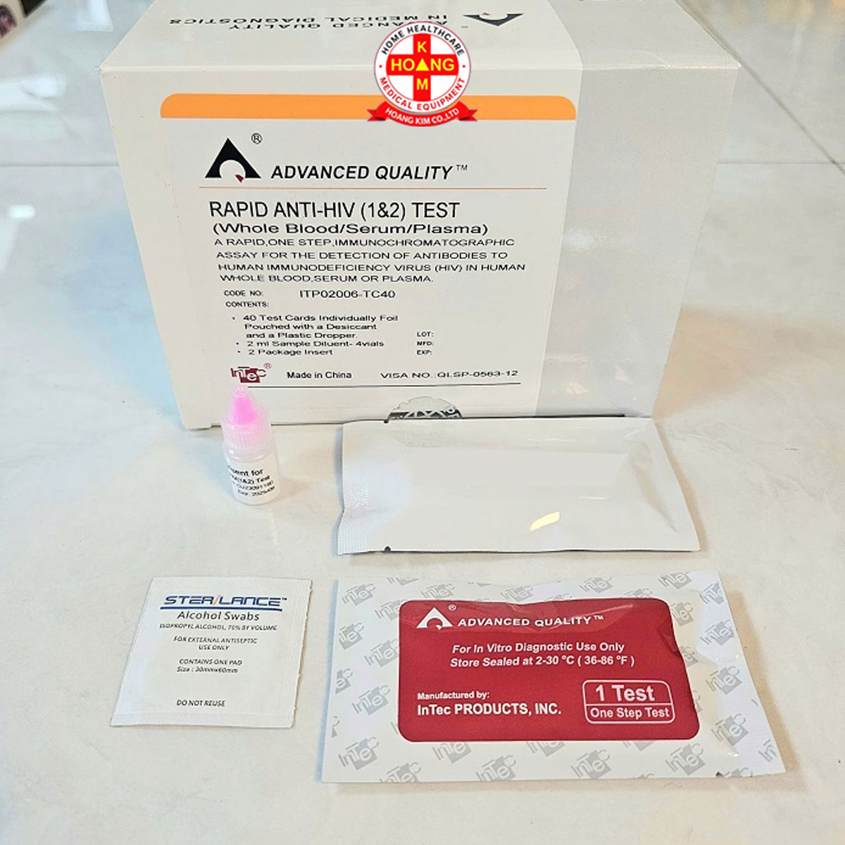 Que thử xét nghiệm định tính kháng thể kháng HIV (1&2) [Advanced Quality™ Rapid Anti-HIV (1&2) Test] (H/50 Test)